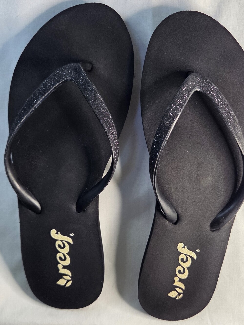 Reef Stargazer Sandals Sparkly Thong Straps comfy Rubber footwear Beachy Sz 6/7